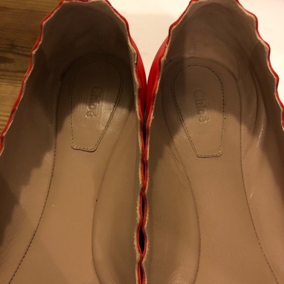 Chloe Lauren Scalloped Flats size 6.5 red - Picture 3 of 8